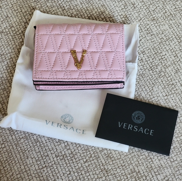 Versace Handbags - Versace Pink Virtus Bifold Wallet NWT